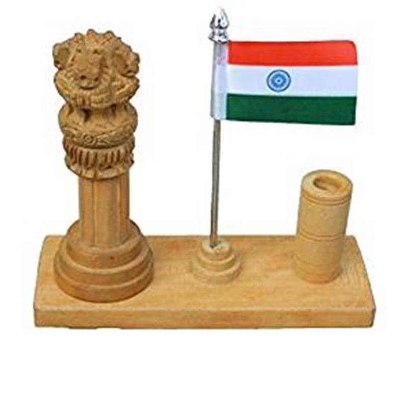 Wooden Ashoka Pillar Pen Stand