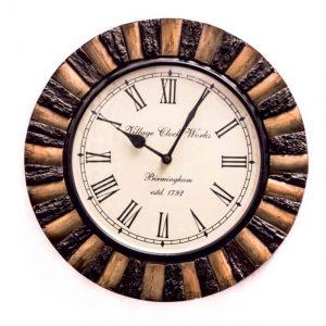 Wooden Wall Clock With Colored Wood