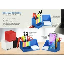 Folding USB Tumbler With Notepad