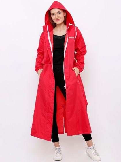 Waterproof Long Rainjacket - Red-L202
