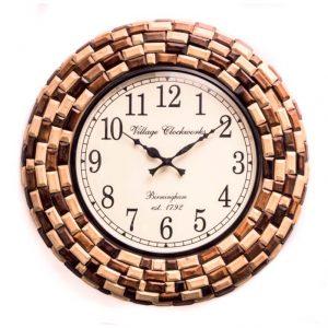 Wooden Wall Clock Colored Mosaic