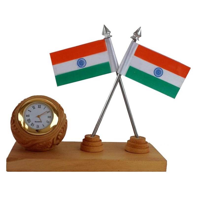 Wooden Clock With Flag