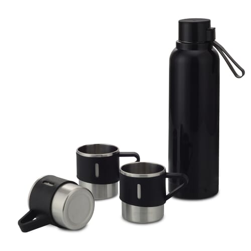4 pc Gift Set : Insulated Steel bottle with 3 Steel cups