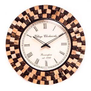 Wooden Wall Clock Black & White Mosaic