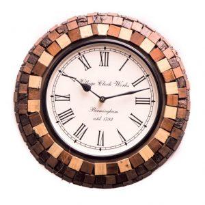 Wooden Wall Clock With Colourful Wooden Cuts
