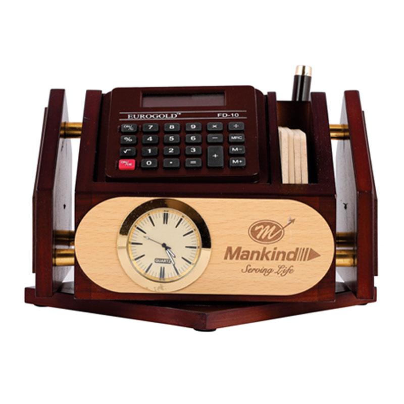 REVOLVING PEN STAND WITH COASTED PLATES & CALCULATOR