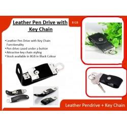Leather Key Chain Black/Brown-8GB