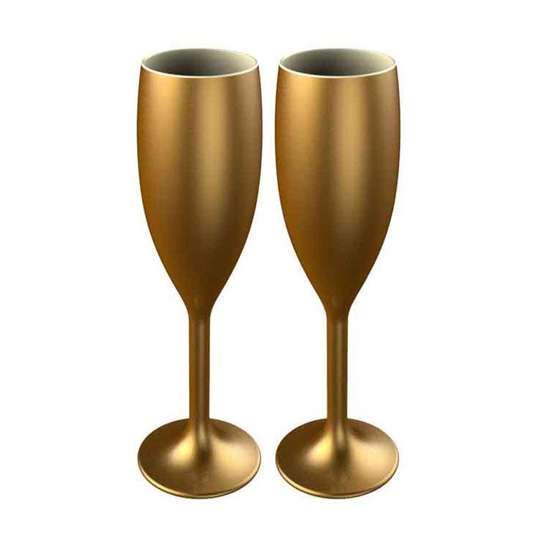 GOLD STAR FLUTE CHAMPAGNE GLASS - PACK OF 2
