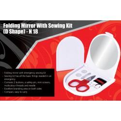 Folding Mirror With Sewing Kit (D Shape)