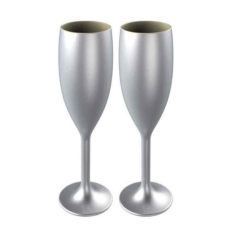 SILVER STAR FLUTE CHAMPAGNE GLASS - PACK OF 2