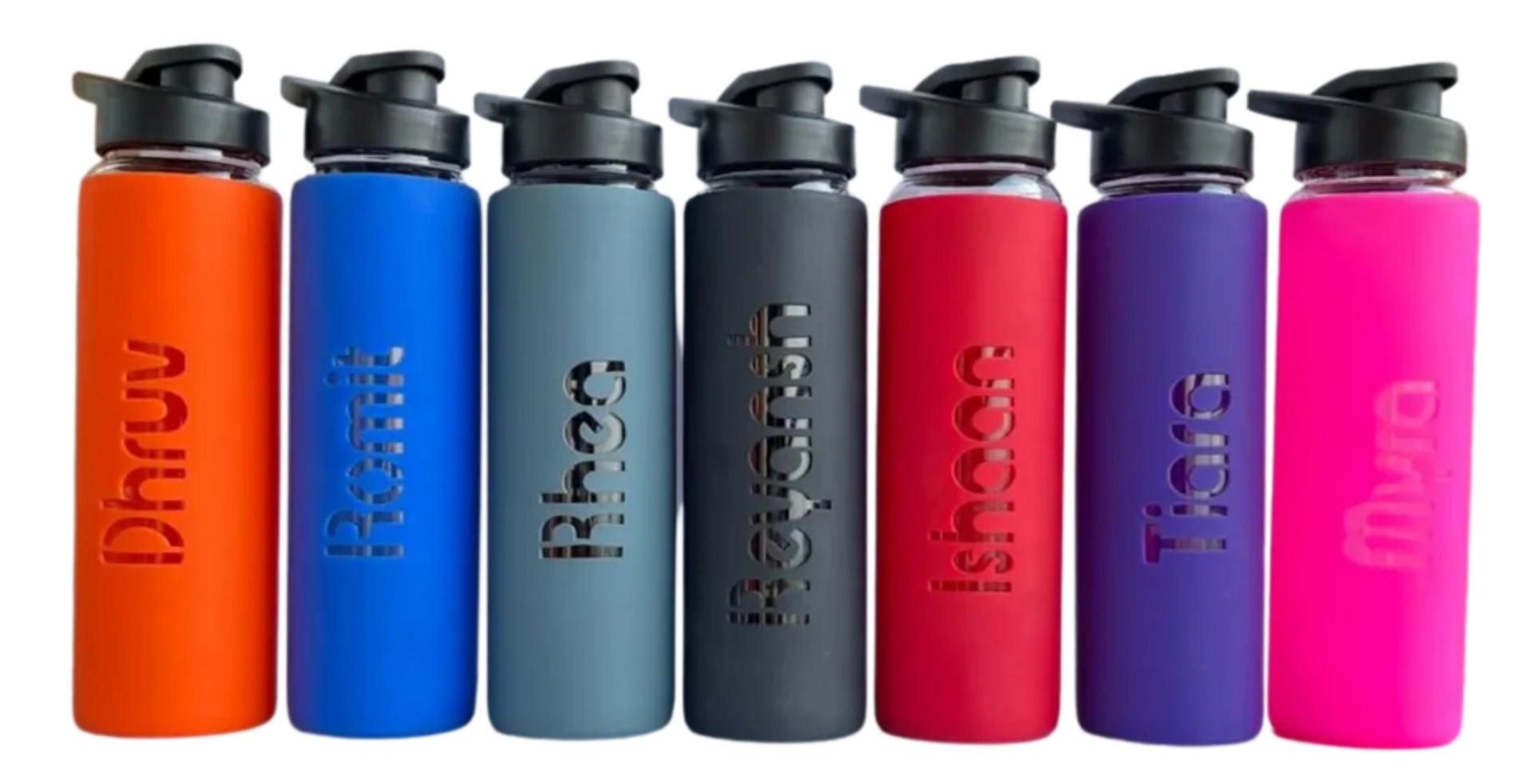 Personalized Glass Bottle with Silicone Sleeve | Stylish Water Bottle